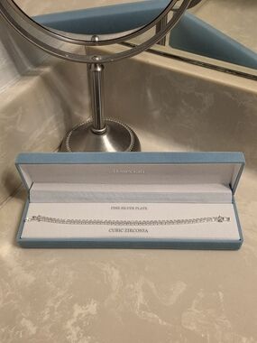 DaneCraft Silver-Plated Cubic Zirconia Tennis Bracelet